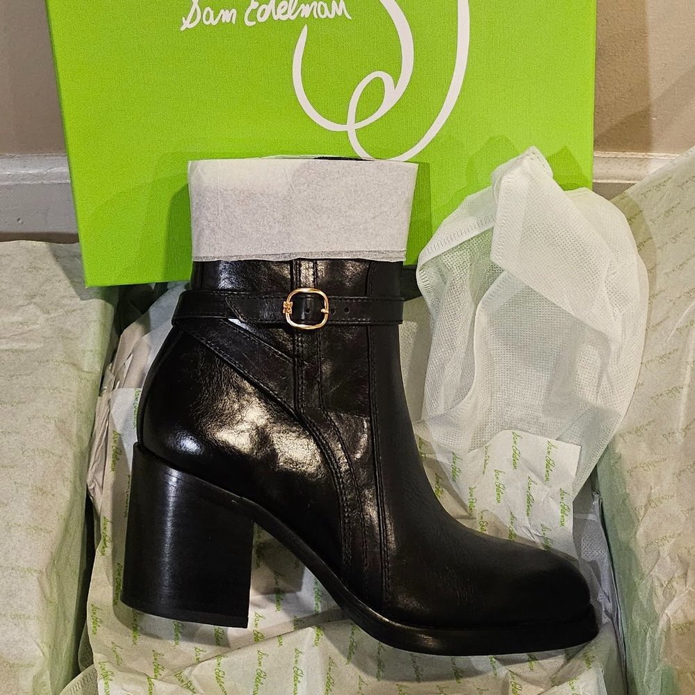 SIMONA SAM EDELMAN BLOCK HEEL BOOTIE SIZE 7